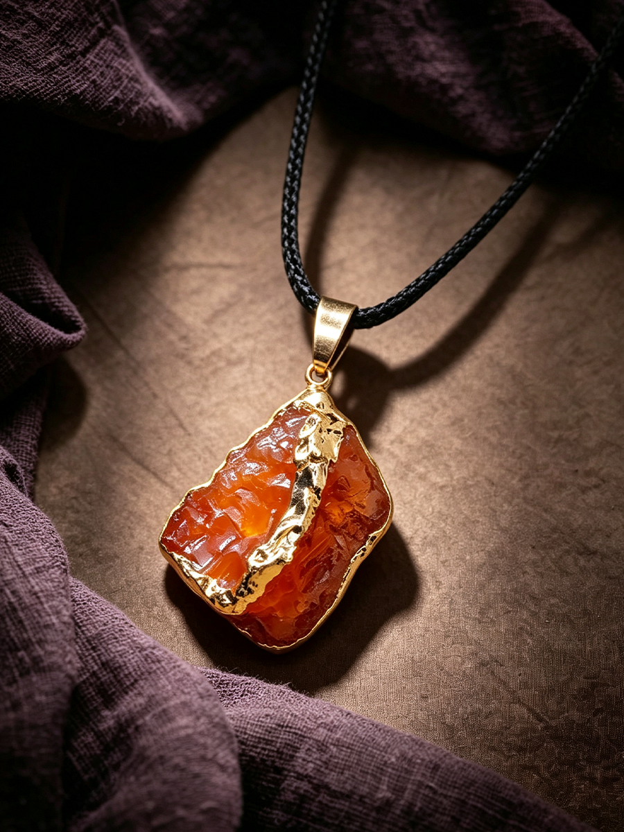 Raw Red Agate Horse Zodiac Spiritual Guardian Necklace