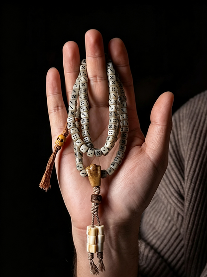 Tibetan Bone Dice Prayer Beads Mala Luck Protection Auspicious Bracelet Necklace